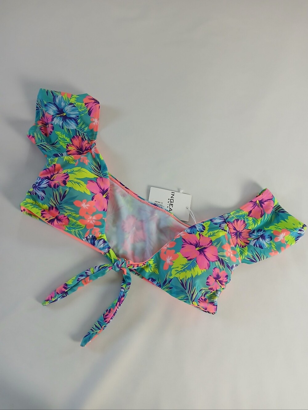 NWT New Ingear Swim Floral Tropical Tie-Front Bikini Swimsuit Top